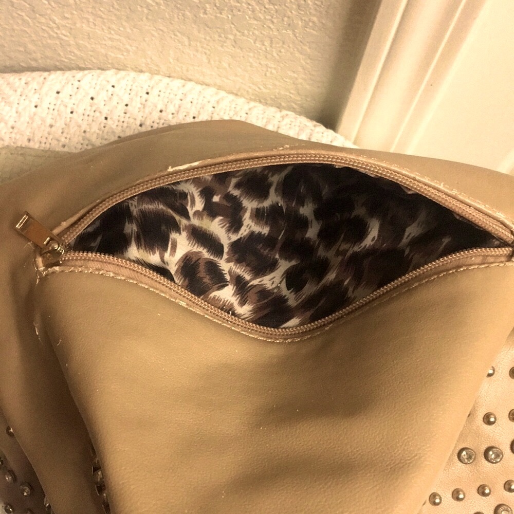 Camel Crystal & Gold Studded Shoulder/Tote Bag - Picture 9 of 14
